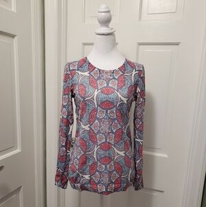 Talbots Garden Medallion Crewneck Sweater Size XS, Preppy, Colorful